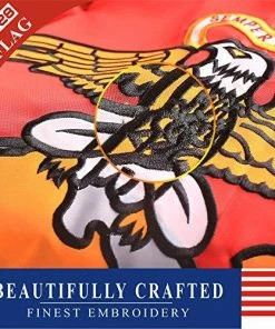 G128 USMC Double Sided 2ply Embroidered Heavy Duty Brass Grommets 210D Quality Oxford Nylon U.S. Marine Corps Military Flag, (3 X 5-Feet) Flags & Banner