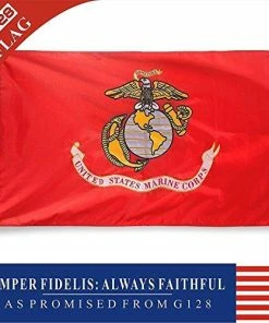G128 USMC Double Sided 2ply Embroidered Heavy Duty Brass Grommets 210D Quality Oxford Nylon U.S. Marine Corps Military Flag, (3 X 5-Feet) Flags & Banner