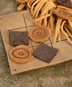 HollyHawkDesigns Game Pouch - Tic Tac Toe Pouch - Leather Pouch Native American Collection