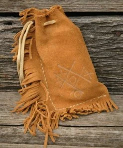 HollyHawkDesigns Game Pouch - Tic Tac Toe Pouch - Leather Pouch Native American Collection