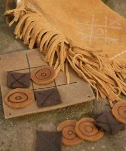HollyHawkDesigns Game Pouch - Tic Tac Toe Pouch - Leather Pouch Native American Collection