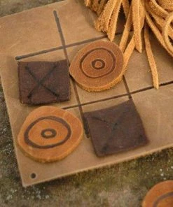 HollyHawkDesigns Game Pouch - Tic Tac Toe Pouch - Leather Pouch Native American Collection