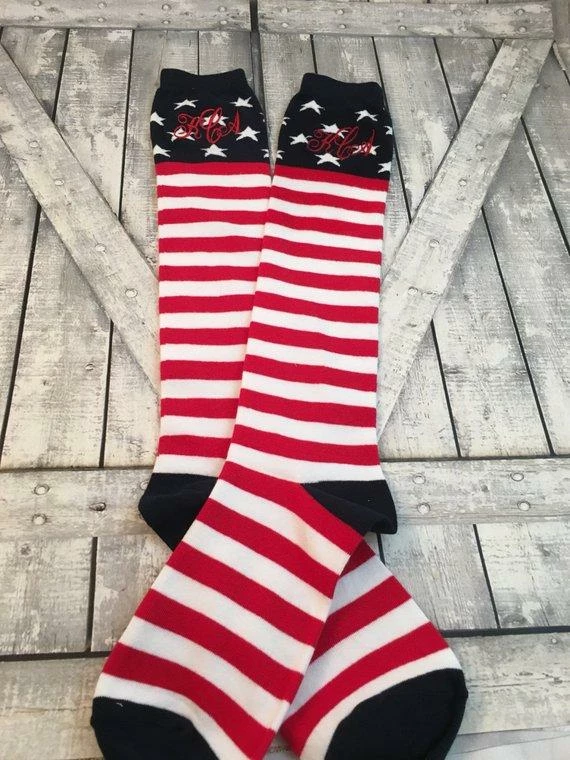 CraftyMommaCompany Gift Set - American Flag - Men And Womens Monogram Socks - July Wedding - Red White And Blue - Fourth Of July Wedding - Second Anniversary 4 CraftyMommaCompany Gift Set - American Flag - Men And Womens Monogram Socks - July Wedding - Red White And Blue - Fourth Of July Wedding - Second Anniversary
