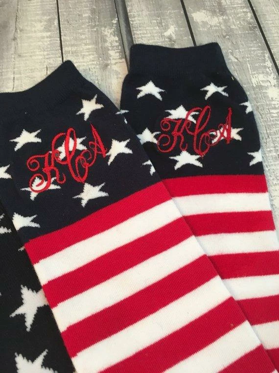CraftyMommaCompany Gift Set - American Flag - Men And Womens Monogram Socks - July Wedding - Red White And Blue - Fourth Of July Wedding - Second Anniversary 6 CraftyMommaCompany Gift Set - American Flag - Men And Womens Monogram Socks - July Wedding - Red White And Blue - Fourth Of July Wedding - Second Anniversary