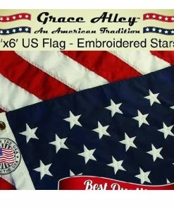 Grace Alley American Flag: American Made By 3x5 FT US Flag Made In USA - Embroidered Stars And Sewn Stripes. This American Flag Meets US Flag Code.