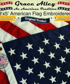 Grace Alley American Flag: American Made By 3x5 FT US Flag Made In USA - Embroidered Stars And Sewn Stripes. This American Flag Meets US Flag Code.