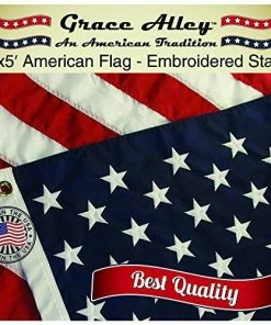 Grace Alley American Flag: American Made By 3x5 FT US Flag Made In USA - Embroidered Stars And Sewn Stripes. This American Flag Meets US Flag Code.