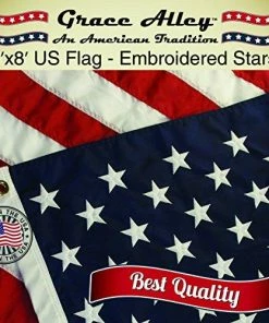 Grace Alley American Flag: American Made By 3x5 FT US Flag Made In USA - Embroidered Stars And Sewn Stripes. This American Flag Meets US Flag Code.