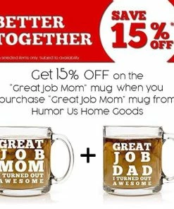 The American Store Great Job Mom Funny Coffee Mug - Best Gift Idea For Mother’s Day Or Birthday Gifts For Women - 13 Oz Glass - Gag Present For Her From Son, Daughter Or Kids - Tea Cup Silly Sayings For Mother Or Wife