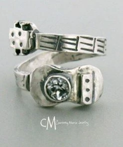 Courtneymariejewelry Guitar Ring - Birthstone Ring - Adjustable Ring - Music Lovers Ring - Music Jewelry - Silver Ring - Artisan Ring - Birthday Gift