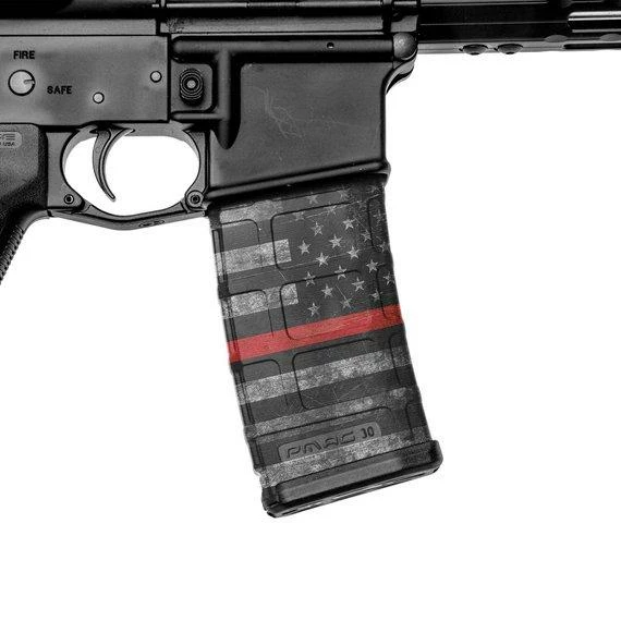 GunSkins AR-15 Mag Skin Specialty Wrap - 3 Pack (Thin Red Line) 4 GunSkins AR-15 Mag Skin Specialty Wrap - 3 Pack (Thin Red Line)
