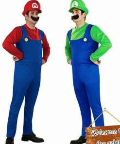 Umorden Official Store Halloween Costumes Men Super Mario Luigi Brothers Plumber Costume Jumpsuit Fancy Cosplay Clothing For Adult Men