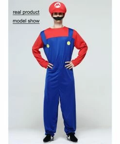 Umorden Official Store Halloween Costumes Men Super Mario Luigi Brothers Plumber Costume Jumpsuit Fancy Cosplay Clothing For Adult Men
