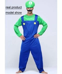 Umorden Official Store Halloween Costumes Men Super Mario Luigi Brothers Plumber Costume Jumpsuit Fancy Cosplay Clothing For Adult Men