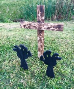 EverestNow Accessories Halloween Grave, Wooden Zombie, Zombie Yard Art, Buried Alive Zombie, Walking Dead,Halloween Outdoor Decorations, Halloween Yard Sign, Tomb
