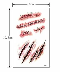AIHOME Direct Store Halloween Zombie Scars Tattoos With Fake Scab Bloody Costume Makeup Halloween Decoration Terror Wound Scary Blood Injury Sticker Halloween Decorations