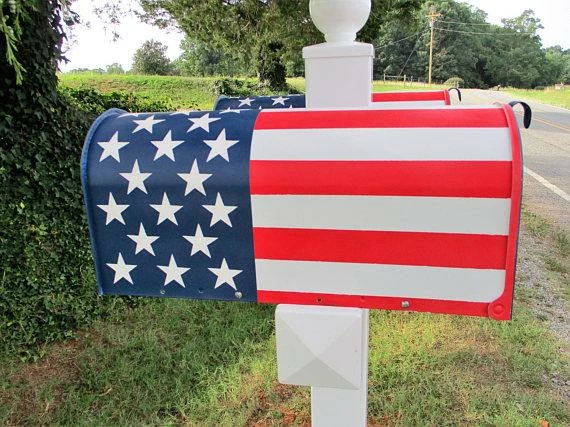 The American Store Hand Painted,American Flag,Standard Size Metal Mail Box,Red,White,Blue 5 The American Store Hand Painted,American Flag,Standard Size Metal Mail Box,Red,White,Blue