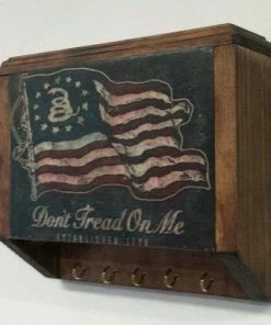 The American Store Handmade Hidden Gun Safe Rack With Don't Tread On Me Flag Cover