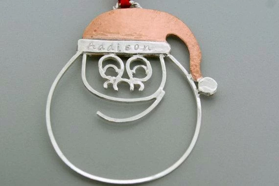 Courtneymariejewelry Handmade Sterling Silver Santa Ornament - Christmas Ornament - Copper Hat - Child Ornament - Christmas Gift Accessories 3 Courtneymariejewelry Handmade Sterling Silver Santa Ornament - Christmas Ornament - Copper Hat - Child Ornament - Christmas Gift Accessories