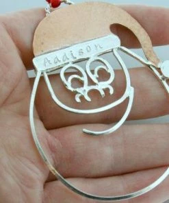 Courtneymariejewelry Handmade Sterling Silver Santa Ornament - Christmas Ornament - Copper Hat - Child Ornament - Christmas Gift Accessories 10 Courtneymariejewelry Handmade Sterling Silver Santa Ornament - Christmas Ornament - Copper Hat - Child Ornament - Christmas Gift Accessories