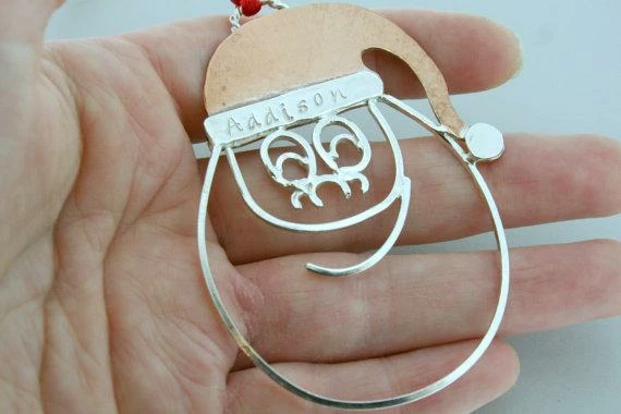 Courtneymariejewelry Handmade Sterling Silver Santa Ornament - Christmas Ornament - Copper Hat - Child Ornament - Christmas Gift Accessories 6 Courtneymariejewelry Handmade Sterling Silver Santa Ornament - Christmas Ornament - Copper Hat - Child Ornament - Christmas Gift Accessories