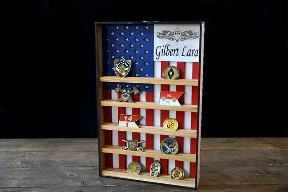Online American Store Hanging Wood Military Coin Holder, Engraved Military Coin Holder, Coin Holder Shelf, Collectables Shelf, American Flag Display 3 Online American Store Hanging Wood Military Coin Holder, Engraved Military Coin Holder, Coin Holder Shelf, Collectables Shelf, American Flag Display