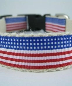 Collarswithcolor Pets Hemp Dog Collar - Stars And Stripes Forever American Flag