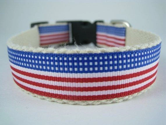 Collarswithcolor Pets Hemp Dog Collar - Stars And Stripes Forever American Flag 3 Collarswithcolor Pets Hemp Dog Collar - Stars And Stripes Forever American Flag