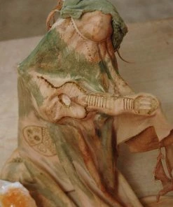 HollyHawkDesigns Native American Collection Hippie Chick Leather Sculpture - Female Sculpture