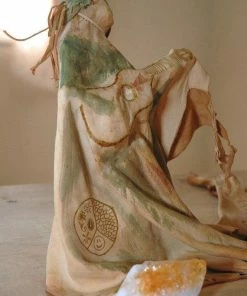 HollyHawkDesigns Native American Collection Hippie Chick Leather Sculpture - Female Sculpture