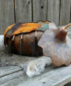 HollyHawkDesigns Native American Collection Horse Hair Gourd Bowl, Turquoise And Gold Gourd Bowl, Scalloped Gourd Bowl, Decorative Gourd, Gourd Art, Lidded Gourd Bowl