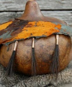 HollyHawkDesigns Native American Collection Horse Hair Gourd Bowl, Turquoise And Gold Gourd Bowl, Scalloped Gourd Bowl, Decorative Gourd, Gourd Art, Lidded Gourd Bowl