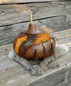 HollyHawkDesigns Native American Collection Horse Hair Gourd Bowl, Turquoise And Gold Gourd Bowl, Scalloped Gourd Bowl, Decorative Gourd, Gourd Art, Lidded Gourd Bowl