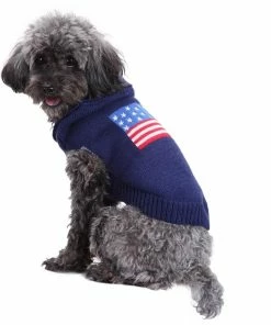 July Decor Store Pets Hot Sellers American Flag Pet Knitted Jumper Winter Warm England Style Sportwear Stars Design Pet Puppy Coat Jacket Puppy