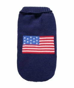 July Decor Store Pets Hot Sellers American Flag Pet Knitted Jumper Winter Warm England Style Sportwear Stars Design Pet Puppy Coat Jacket Puppy