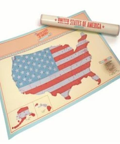 Quastar Co.,Ltd. HOT Usa Scratch Map Of American Country Map Packed In Card Tube Scratch Off Map Travel Vacation Traveler Log Gift Free Shipping Flags & Banner