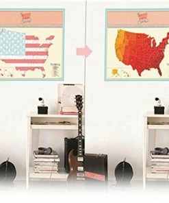 Quastar Co.,Ltd. HOT Usa Scratch Map Of American Country Map Packed In Card Tube Scratch Off Map Travel Vacation Traveler Log Gift Free Shipping Flags & Banner