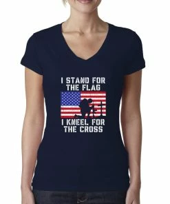 Wild Bobby Women Clothing I Stand For The Flag I Kneel For The Cross | Womens Americana/American Pride Junior Fit V-Neck Tee Graphic T-Shirt 29 Wild Bobby Women Clothing I Stand For The Flag I Kneel For The Cross | Womens Americana/American Pride Junior Fit V-Neck Tee Graphic T-Shirt