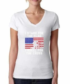 Wild Bobby Women Clothing I Stand For The Flag I Kneel For The Cross | Womens Americana/American Pride Junior Fit V-Neck Tee Graphic T-Shirt 30 Wild Bobby Women Clothing I Stand For The Flag I Kneel For The Cross | Womens Americana/American Pride Junior Fit V-Neck Tee Graphic T-Shirt