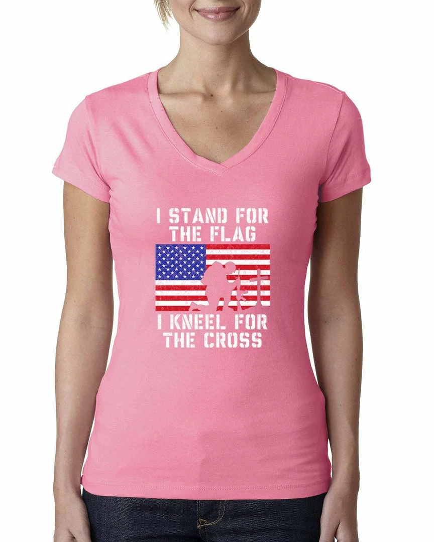 Wild Bobby Women Clothing I Stand For The Flag I Kneel For The Cross | Womens Americana/American Pride Junior Fit V-Neck Tee Graphic T-Shirt 10 Wild Bobby Women Clothing I Stand For The Flag I Kneel For The Cross | Womens Americana/American Pride Junior Fit V-Neck Tee Graphic T-Shirt
