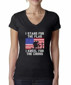 Wild Bobby Women Clothing I Stand For The Flag I Kneel For The Cross | Womens Americana/American Pride Junior Fit V-Neck Tee Graphic T-Shirt 35 Wild Bobby Women Clothing I Stand For The Flag I Kneel For The Cross | Womens Americana/American Pride Junior Fit V-Neck Tee Graphic T-Shirt