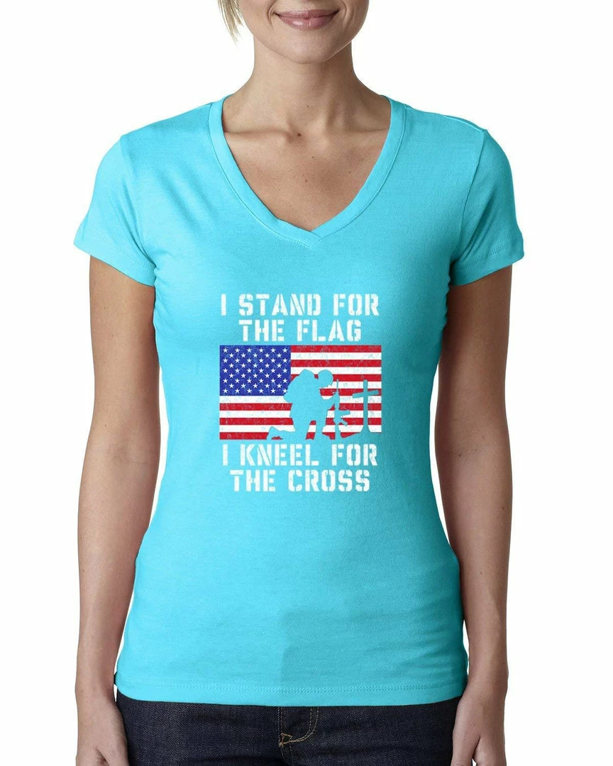 Wild Bobby Women Clothing I Stand For The Flag I Kneel For The Cross | Womens Americana/American Pride Junior Fit V-Neck Tee Graphic T-Shirt 13 Wild Bobby Women Clothing I Stand For The Flag I Kneel For The Cross | Womens Americana/American Pride Junior Fit V-Neck Tee Graphic T-Shirt