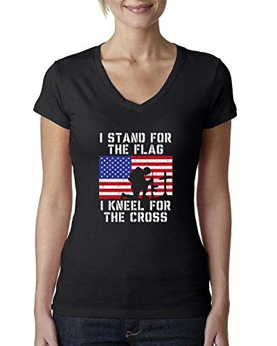 Wild Bobby Women Clothing I Stand For The Flag I Kneel For The Cross | Womens Americana/American Pride Junior Fit V-Neck Tee Graphic T-Shirt 14 Wild Bobby Women Clothing I Stand For The Flag I Kneel For The Cross | Womens Americana/American Pride Junior Fit V-Neck Tee Graphic T-Shirt