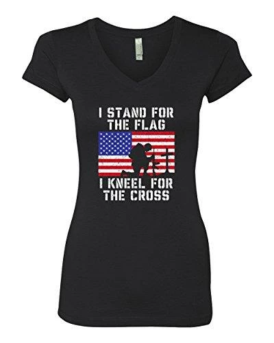 Wild Bobby Women Clothing I Stand For The Flag I Kneel For The Cross | Womens Americana/American Pride Junior Fit V-Neck Tee Graphic T-Shirt 16 Wild Bobby Women Clothing I Stand For The Flag I Kneel For The Cross | Womens Americana/American Pride Junior Fit V-Neck Tee Graphic T-Shirt