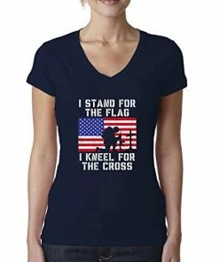 Wild Bobby Women Clothing I Stand For The Flag I Kneel For The Cross | Womens Americana/American Pride Junior Fit V-Neck Tee Graphic T-Shirt 45 Wild Bobby Women Clothing I Stand For The Flag I Kneel For The Cross | Womens Americana/American Pride Junior Fit V-Neck Tee Graphic T-Shirt
