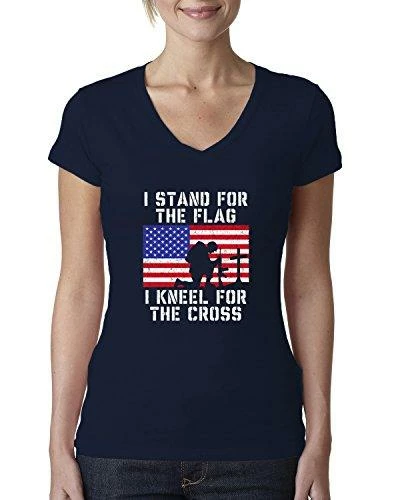 Wild Bobby Women Clothing I Stand For The Flag I Kneel For The Cross | Womens Americana/American Pride Junior Fit V-Neck Tee Graphic T-Shirt 21 Wild Bobby Women Clothing I Stand For The Flag I Kneel For The Cross | Womens Americana/American Pride Junior Fit V-Neck Tee Graphic T-Shirt
