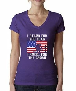 Wild Bobby Women Clothing I Stand For The Flag I Kneel For The Cross | Womens Americana/American Pride Junior Fit V-Neck Tee Graphic T-Shirt 46 Wild Bobby Women Clothing I Stand For The Flag I Kneel For The Cross | Womens Americana/American Pride Junior Fit V-Neck Tee Graphic T-Shirt