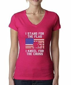 Wild Bobby Women Clothing I Stand For The Flag I Kneel For The Cross | Womens Americana/American Pride Junior Fit V-Neck Tee Graphic T-Shirt 47 Wild Bobby Women Clothing I Stand For The Flag I Kneel For The Cross | Womens Americana/American Pride Junior Fit V-Neck Tee Graphic T-Shirt