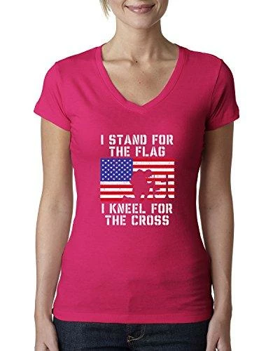 Wild Bobby Women Clothing I Stand For The Flag I Kneel For The Cross | Womens Americana/American Pride Junior Fit V-Neck Tee Graphic T-Shirt 23 Wild Bobby Women Clothing I Stand For The Flag I Kneel For The Cross | Womens Americana/American Pride Junior Fit V-Neck Tee Graphic T-Shirt
