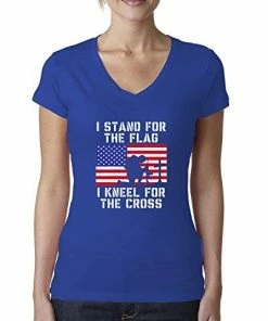 Wild Bobby Women Clothing I Stand For The Flag I Kneel For The Cross | Womens Americana/American Pride Junior Fit V-Neck Tee Graphic T-Shirt 49 Wild Bobby Women Clothing I Stand For The Flag I Kneel For The Cross | Womens Americana/American Pride Junior Fit V-Neck Tee Graphic T-Shirt